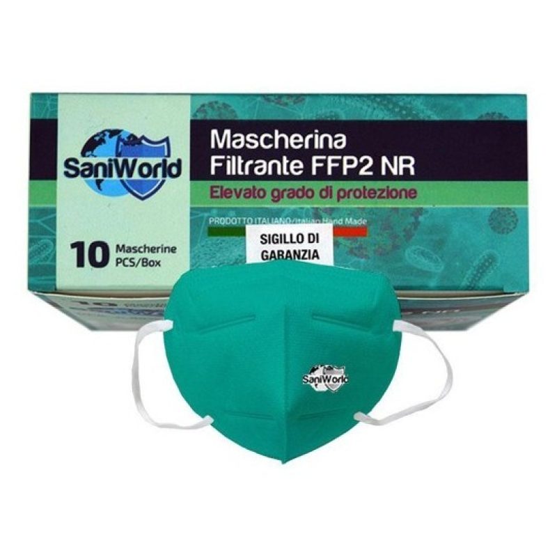 SaniWorld 20 MASCHERINE FFP2 ITALIANE CERTIFICATE CE COLORE VERDE m...