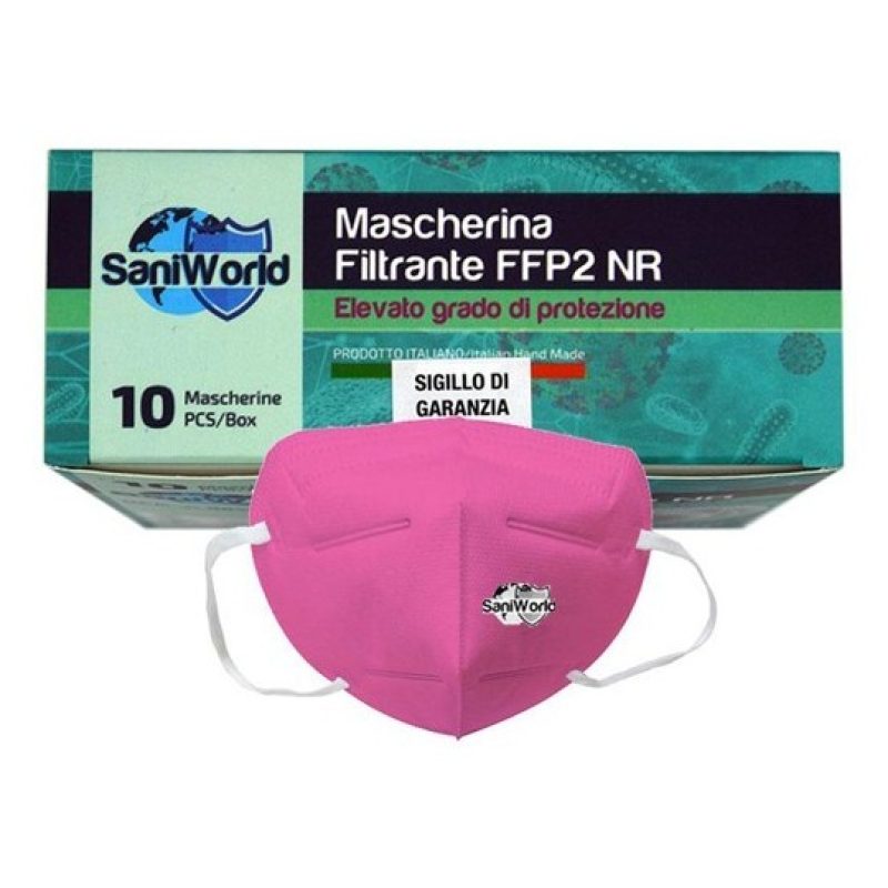 SaniWorld 20x MASCHERINE FFP2 ITALIANE CERTIFICATE CE COLORE ROSA P...