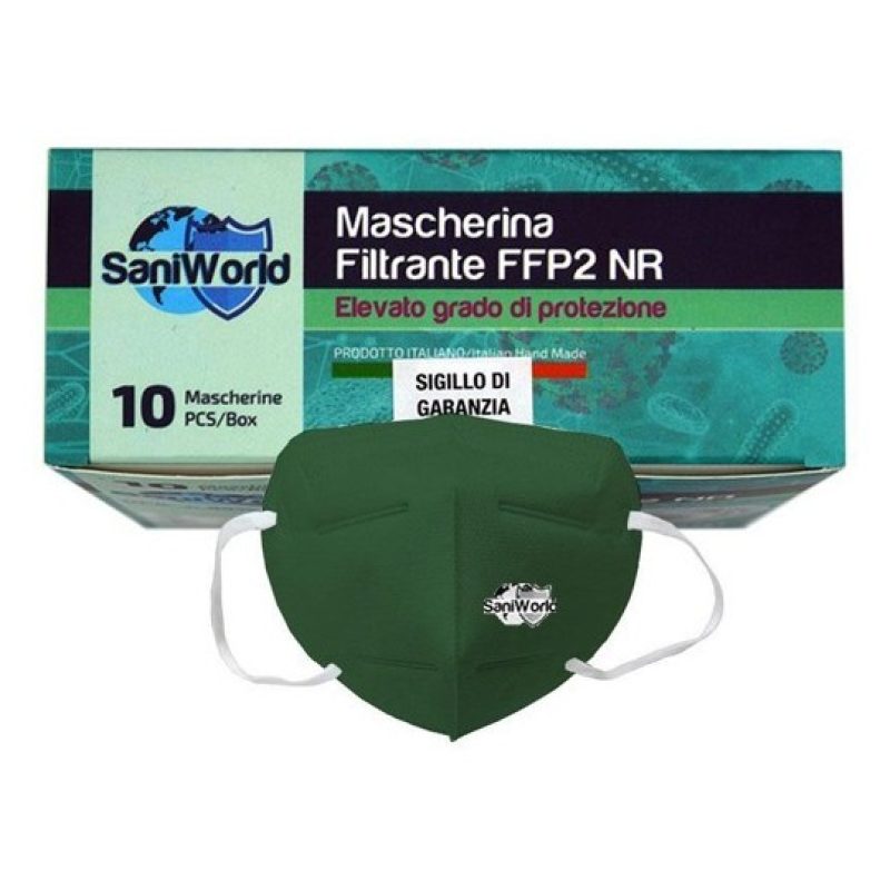 SaniWorld 20x MASCHERINE FFP2 ITALIANE CERTIFICATE CE COLORE VERDE ...