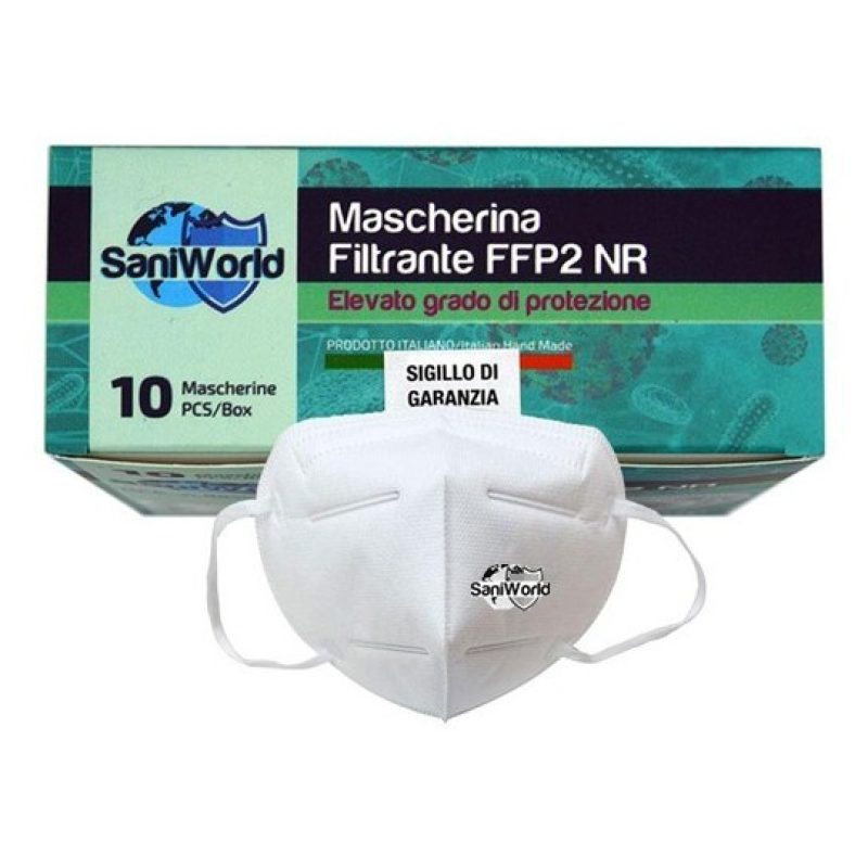 SaniWorld 20x MASCHERINE FFP2 ITALIANE CERTIFICATE CE COLORE BIANCO...