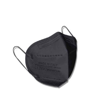 50x MASCHERINE FFP2 ITALIANE CERTIFICATE CE COLORE NERO PORTA MASCHERINA OMAGGIO