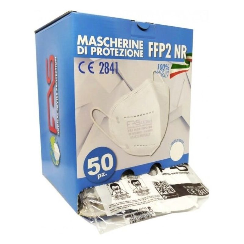 FAS 50x MASCHERINE FFP2 ITALIANE CERTIFICATE CE COLORE NERO PORTA M...