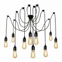 Lampadario porta lampade a sospensione 12 pendenti nero E27 ragno vintage regola