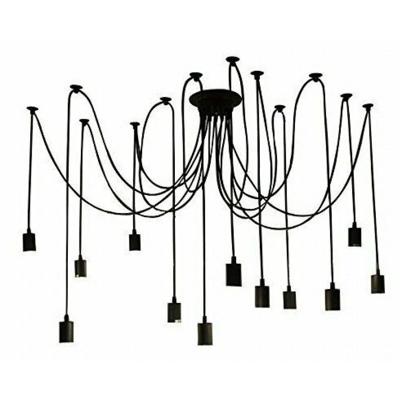 DRIWEI Lampadario porta lampade a sospensione 12 pendenti nero E27 ...