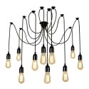 Lampadario porta lampade a sospensione 12 pendenti nero E27 ragno vintage regola