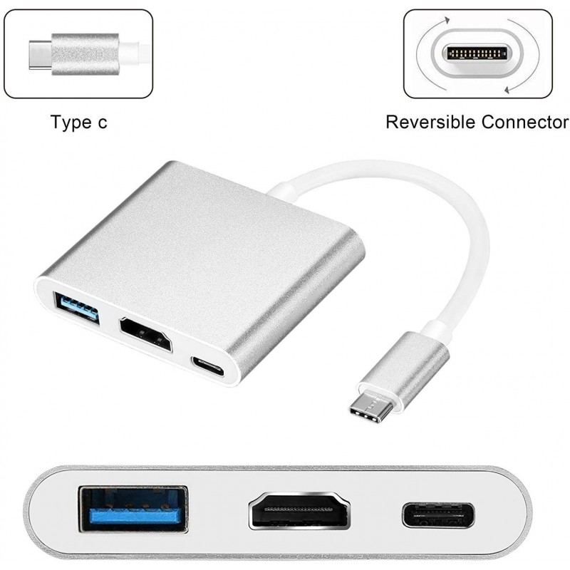 DOBO Adattatore da Type-C a HDMI Multi porta USB 3.1 porta audio vi...