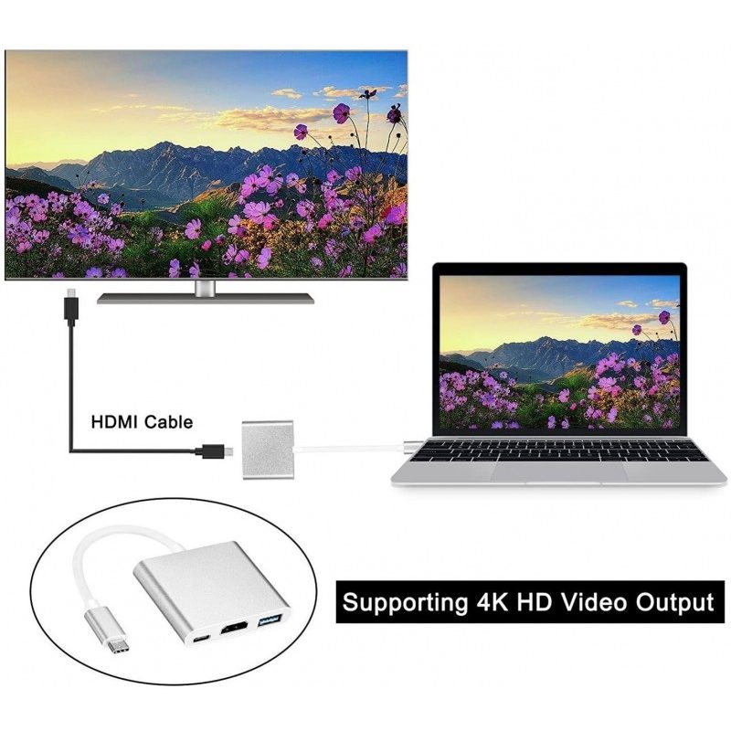 DOBO Adattatore da Type-C a HDMI Multi porta USB 3.1 porta audio vi...