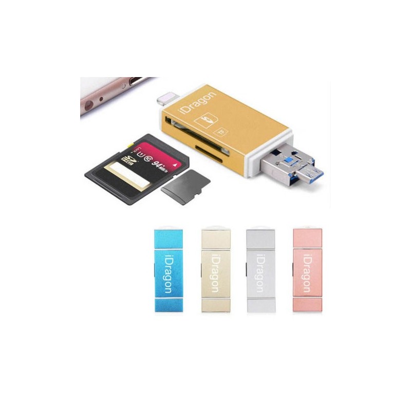 Lettore micro SD schede di memoria attacco Lightning e micro USB Supporto FAT32