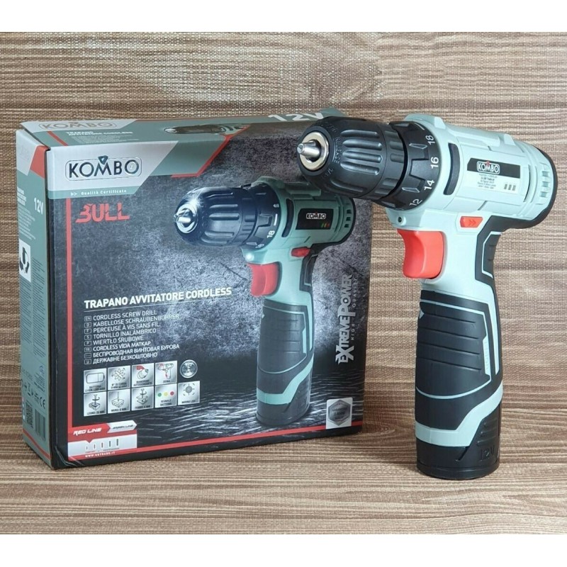 Trapano avvitatore con batteria litio 12V fori legno ferro muro ergonomico LED