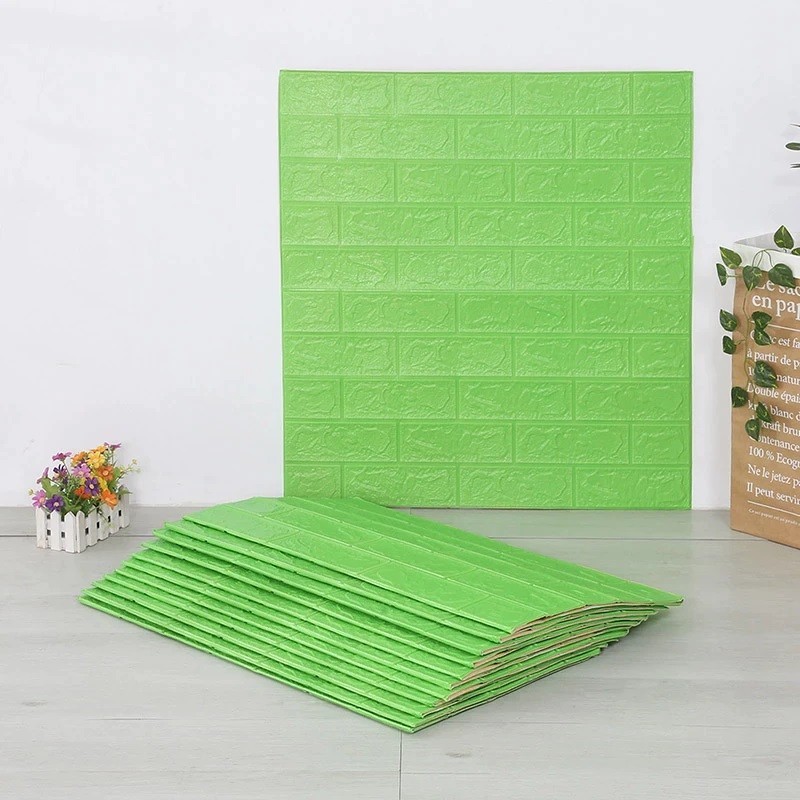 2x pannelli da parete 3D effetto pietra carta da parati 70x77 cm schiuma PE verde