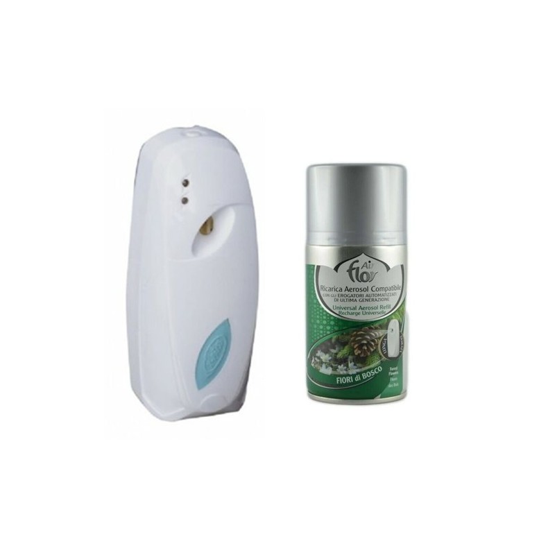 Deodorante ambiente 250ml con erogatore automatico aroma fiori di bosco ricarica