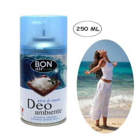 Deodorante ambiente 250ml con erogatore automatico aroma aria di mare ricarica