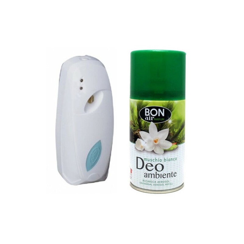 Deodorante ambiente 250ml con erogatore automatico aroma muschio bianco ricarica