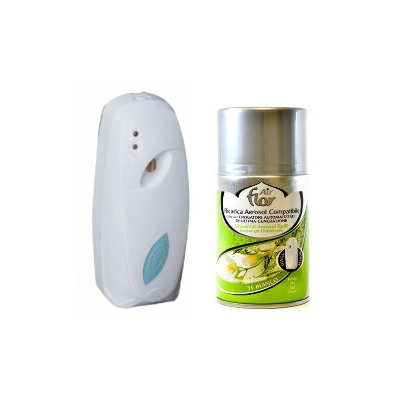 Deodorante ambiente 250ml con erogatore automatico aroma te bianco ricarica