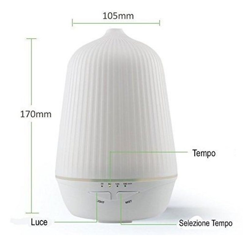 Diffusore di aromi umidificatore aromaterapia purifica aria e colorata lampada di design 100ml - Diffusore lampada relax design