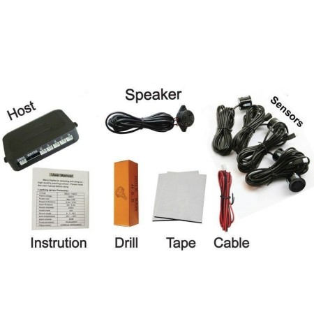 Kit 4 sensori parcheggio bianco cicalino senza display auto furgone retromarcia