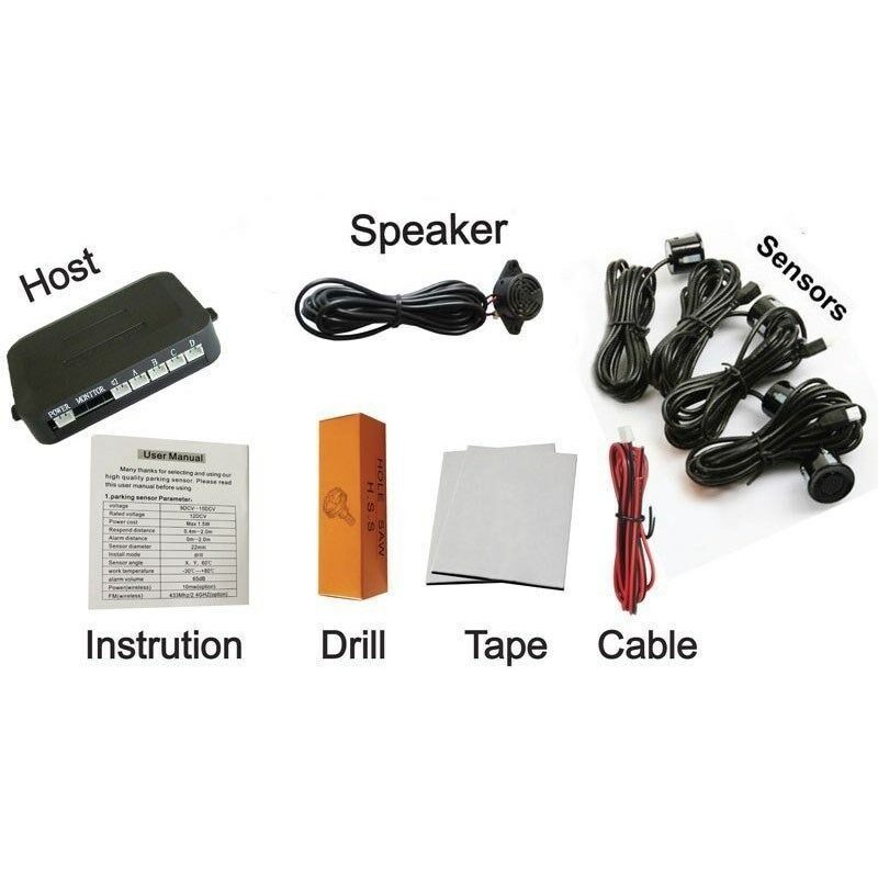 - Senza marca/Generico - Kit 4 sensori parcheggio grigio cicalino s...