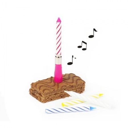 2x Candeline per compleanno base musicale rosa azzurra bianca supporto candelina