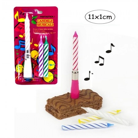 2x Candeline per compleanno base musicale rosa azzurra bianca supporto candelina