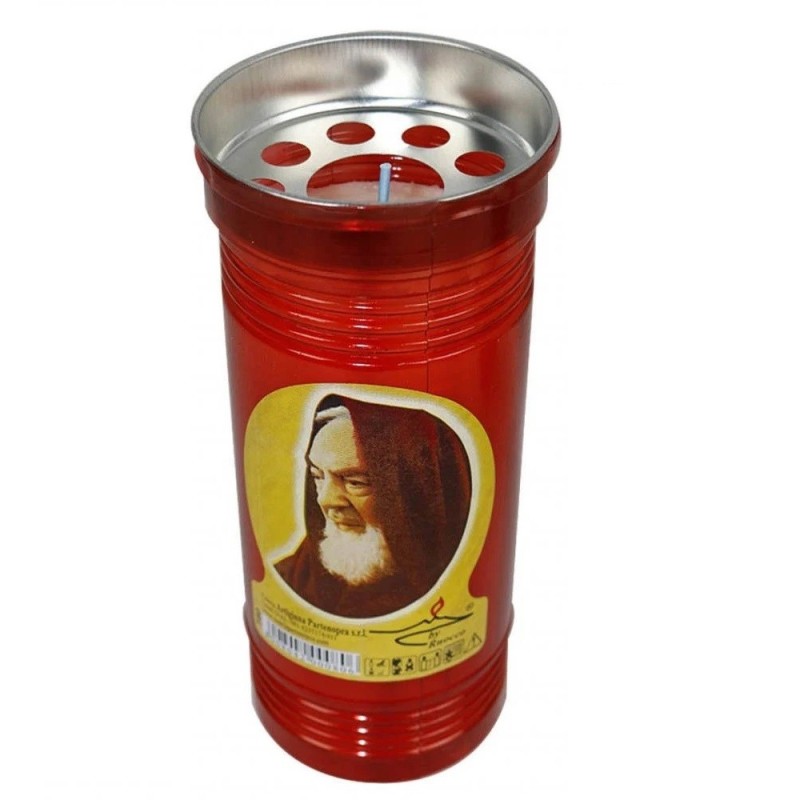 Lumino votivo T.50 19 Cm extra Santo Padre Pio Candela cera bianca lume