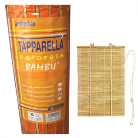 Tapparella tenda a rullo con listelli in bambù 150x300 Cm finiture in cotone