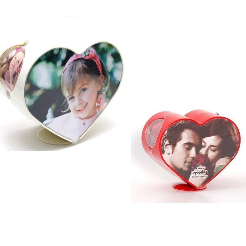 CORNICE PORTAFOTO A CUORE CON ROTAZIONE 360° MUSICALE 4 FOTO FOTOGRAFIE SCATTI