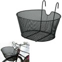 CESTINO ANTERIORE OVALE CON GANCI 38x30x22 CM BICICLETTA CESTO BICI FERRO NERO