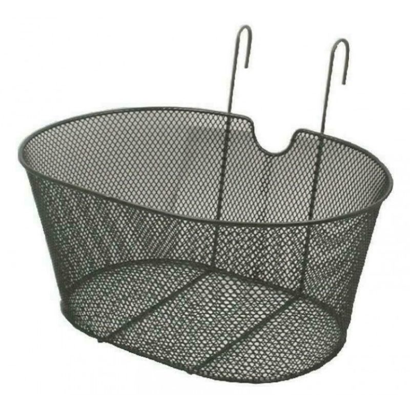 Generico CESTINO ANTERIORE OVALE CON GANCI 38x30x22 CM BICICLETTA C...