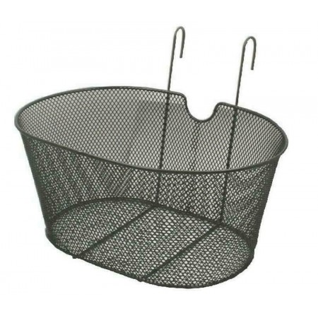 CESTINO ANTERIORE OVALE CON GANCI 30x22.5x20 CM BICICLETTA CESTO BICI FERRO NERO