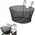 CESTINO ANTERIORE OVALE CON GANCI 38x24x21 CM BICICLETTA CESTO BICI FERRO NERO