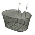 CESTINO ANTERIORE OVALE CON GANCI 38x24x21 CM BICICLETTA CESTO BICI FERRO NERO