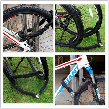 CATENA BICI BICICLETTA LUCCHETTO ANTIFURTO RIVESTITO ANTI TAGLIO 2 CHIAVI