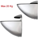 2x Staffe di fissaggio per mensola in vetro cromato lucido bagno staffa Max 20Kg
