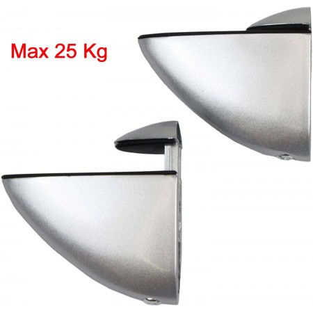 2x Staffe di fissaggio per mensola in vetro cromato lucido bagno staffa Max 25Kg