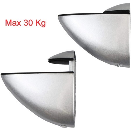 2x Staffe di fissaggio per mensola in vetro cromato lucido bagno staffa Max 30Kg