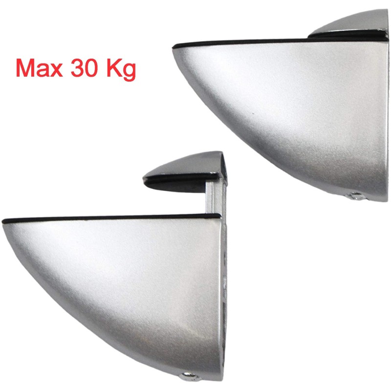 Iron 2x Staffe di fissaggio per mensola in vetro cromato lucido bag...