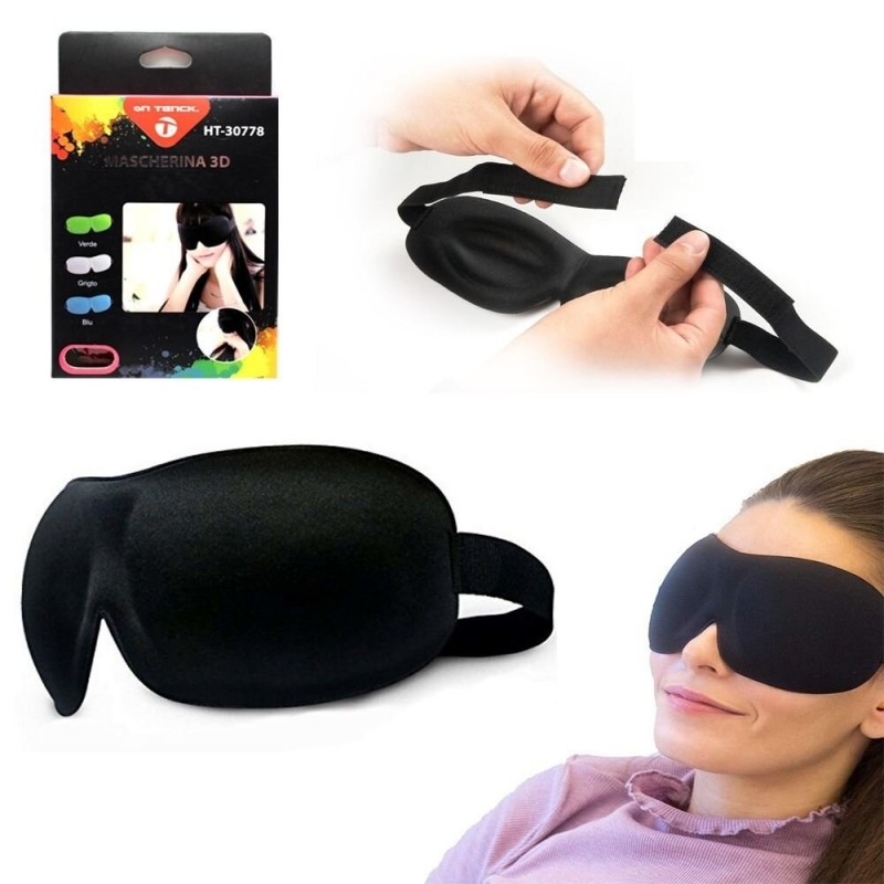 Mascherina Da Viaggio Per Dormire Buio Benda Maschera Molla Occhi Notte 3D