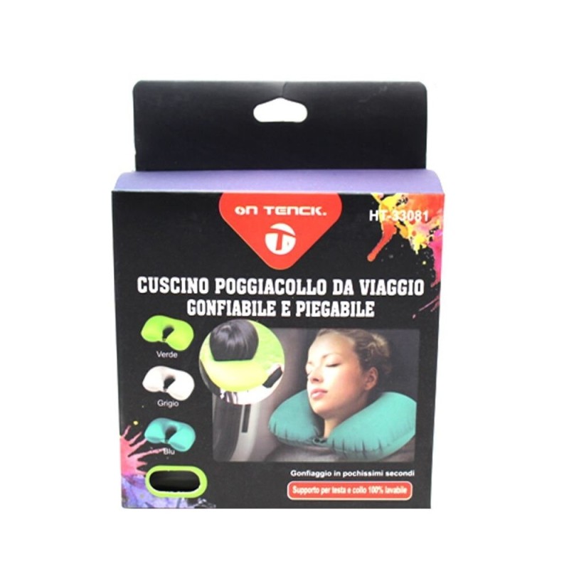 CUSCINO GONFIABILE PER VIAGGIO FORMA "U" ANTISTRESS CERVICALE COLLO