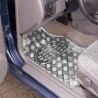 Generico SET 4 TAPPETINI TAPPETI AUTO GOMMA CROMATI ALLUMINIO UNIVE...