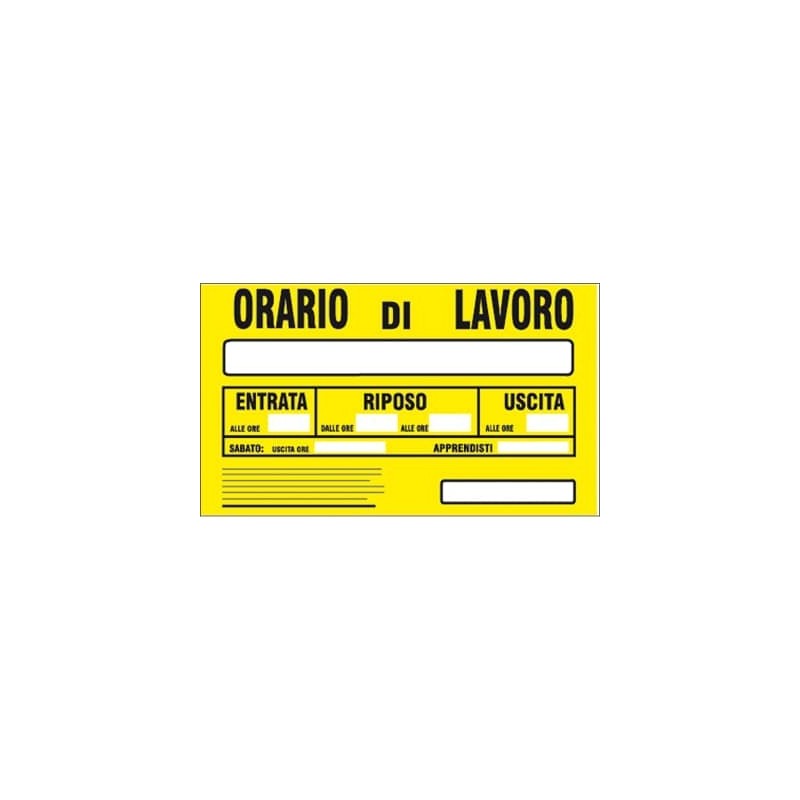 12x Cartello Orario di lavoro Entrata Riposo Uscita 20 x 30 Cm arancione in PVC