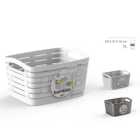 CESTO GRANDE MANIGLIE IN PLASTICA MULTIFUNZIONE CONTENITORE BOX 23X21X16 CM