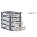 MOBILETTO IMPILABILE 4 CASSETTI MODULARE PORTAOGGETTI CASSETTIERA  19x28x24 CM