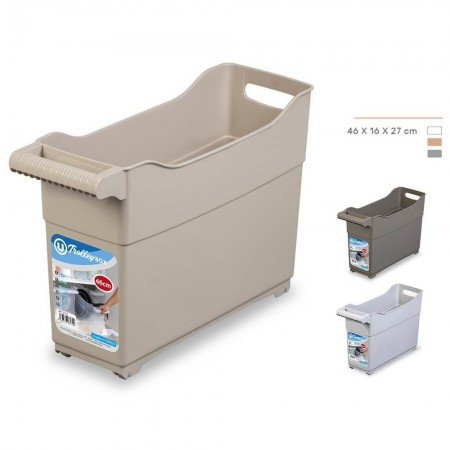 CESTO DISPENSA CONTENITORE TROLLEY IN PLASTICA CON RUOTE COLORATA 46x16x27 CM