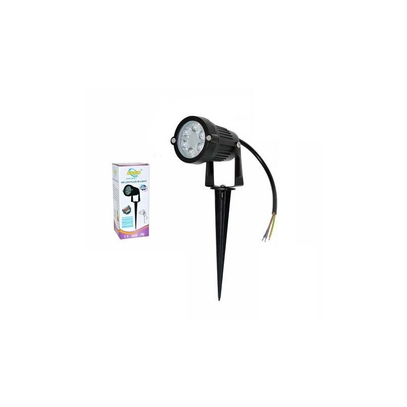FARETTO FARO LED GIARDINO 6W SUPPORTO PICCHETTO LUCE CALDA 6000K 540LM IP65