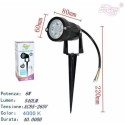 FARETTO FARO LED GIARDINO 6W SUPPORTO PICCHETTO LUCE CALDA 4000K 540LM IP65