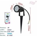 FARETTO FARO LED GIARDINO 6W SUPPORTO PICCHETTO LUCE CALDA 3000K 540LM IP65