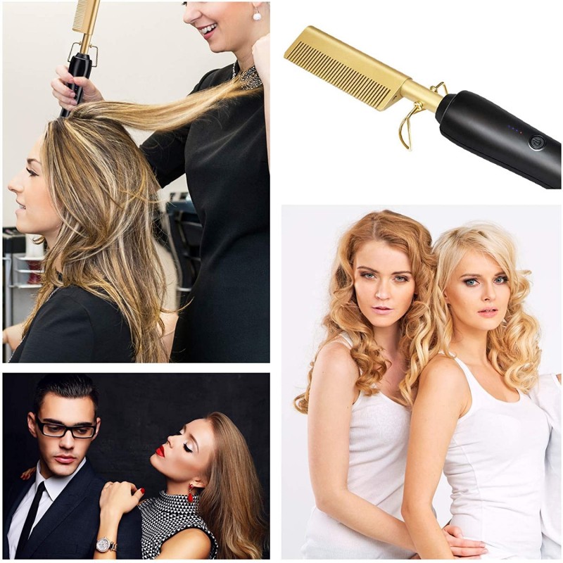 PIASTRA PER CAPELLI CALDA PETTINE LISCI RISCALDAMENTO ELETTRICO BARBA STYLING