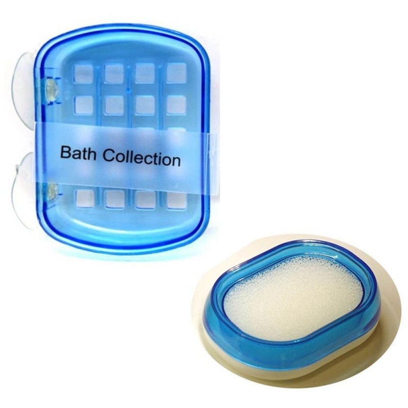 2x Mensola con ventosa da bagno doccia rettangolare portasapone shampoo scaffale