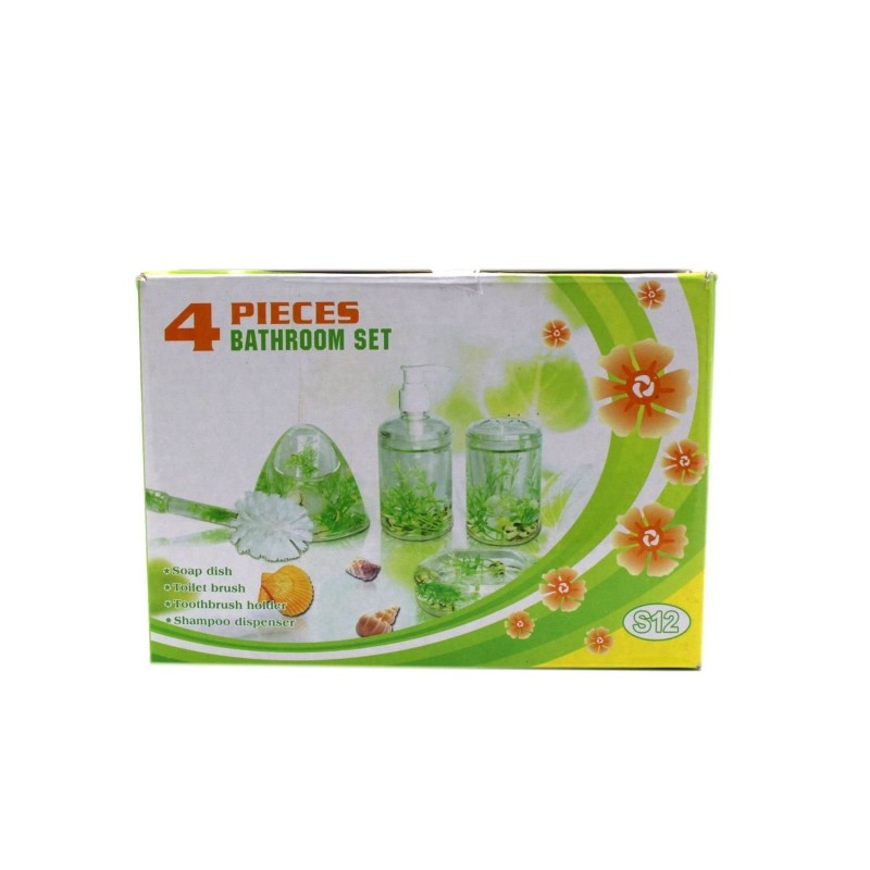 Set Bagno 4 Pz design floreale porta sapone scopino dispenser sapone porta spazzolini