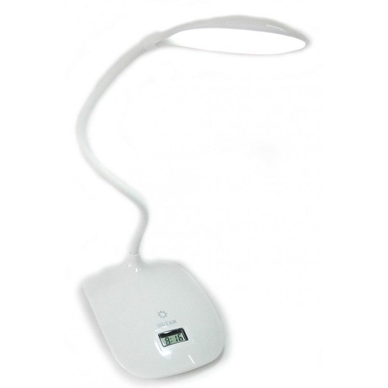 Lampada LED da tavolo luce calda o fredda con stelo snodabile interruttore touch con mini orologio ricaricabile tramite USB